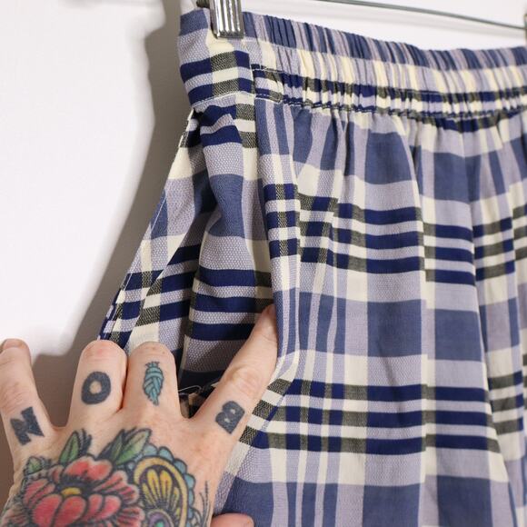 BAUM UND PFERDGARTEN Nue Plaid Crop Pants Silk Blend Blue White Women's 36/S - Picture 7 of 13